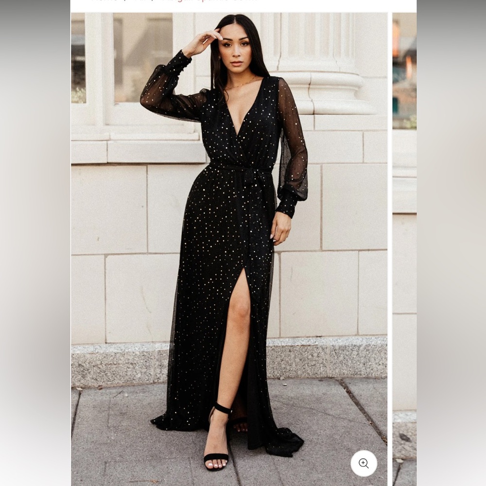 Baltic Born Black Long Sleeve Dress with Metallic Accents